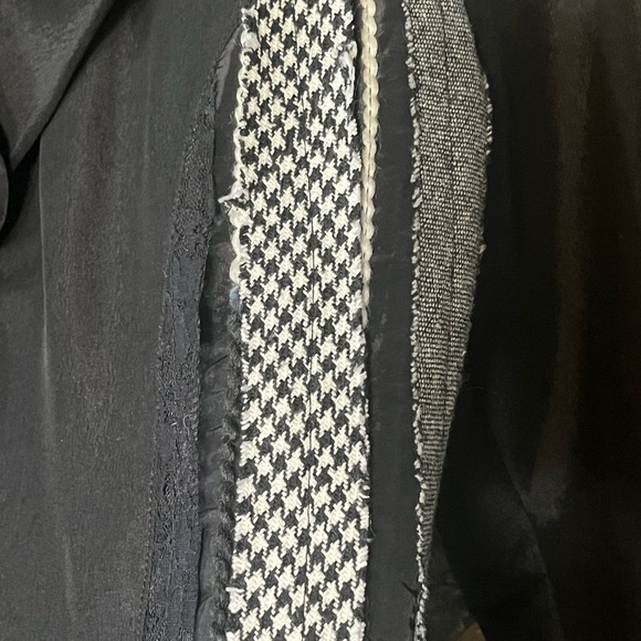 Y2K Black and Grey Patchwork Jacket With Oversized Ruffle Collar Size Medium - Picture 6 of 6